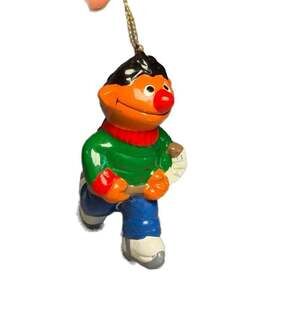 Vintage 1988 Sesame Street Ernie Ice Skating Christmas Ornament Taiwan